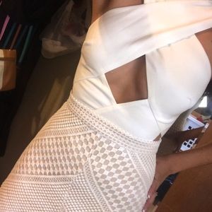 Cross Front Premium Lace Bodycon Dress